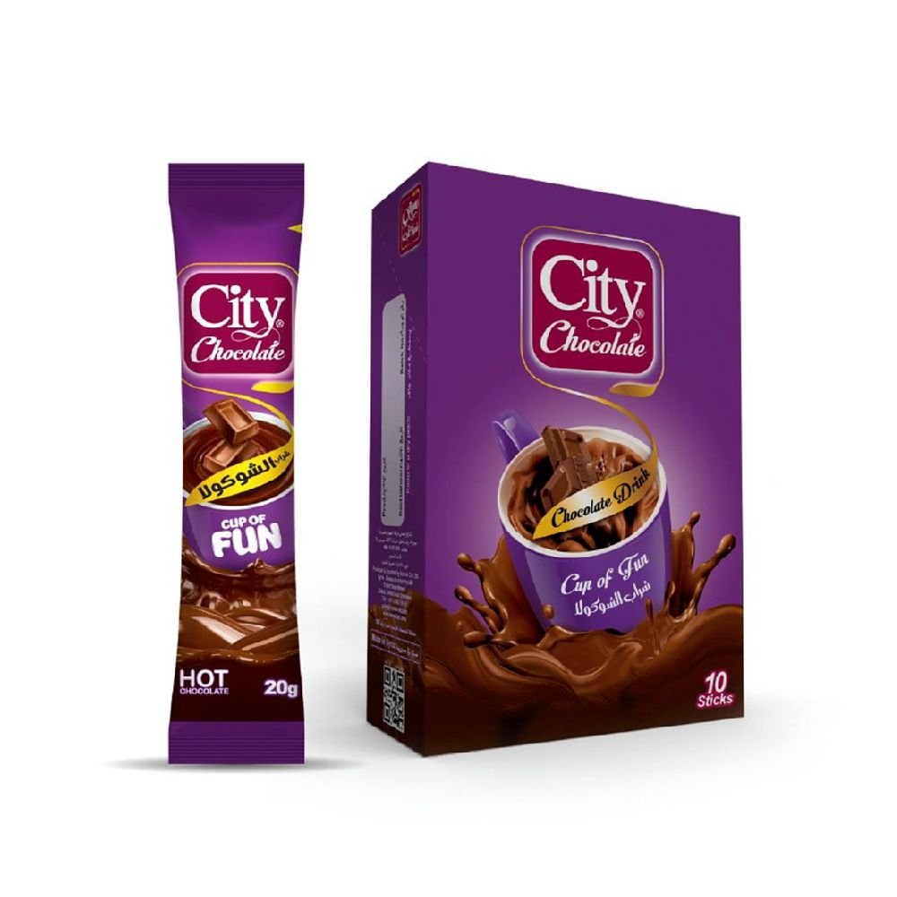 هوت شوكليت - سيتى كافية – علبة 10 أظرف - تكفى لعمل 10 أكواب - وزن الظرف 20 جرام